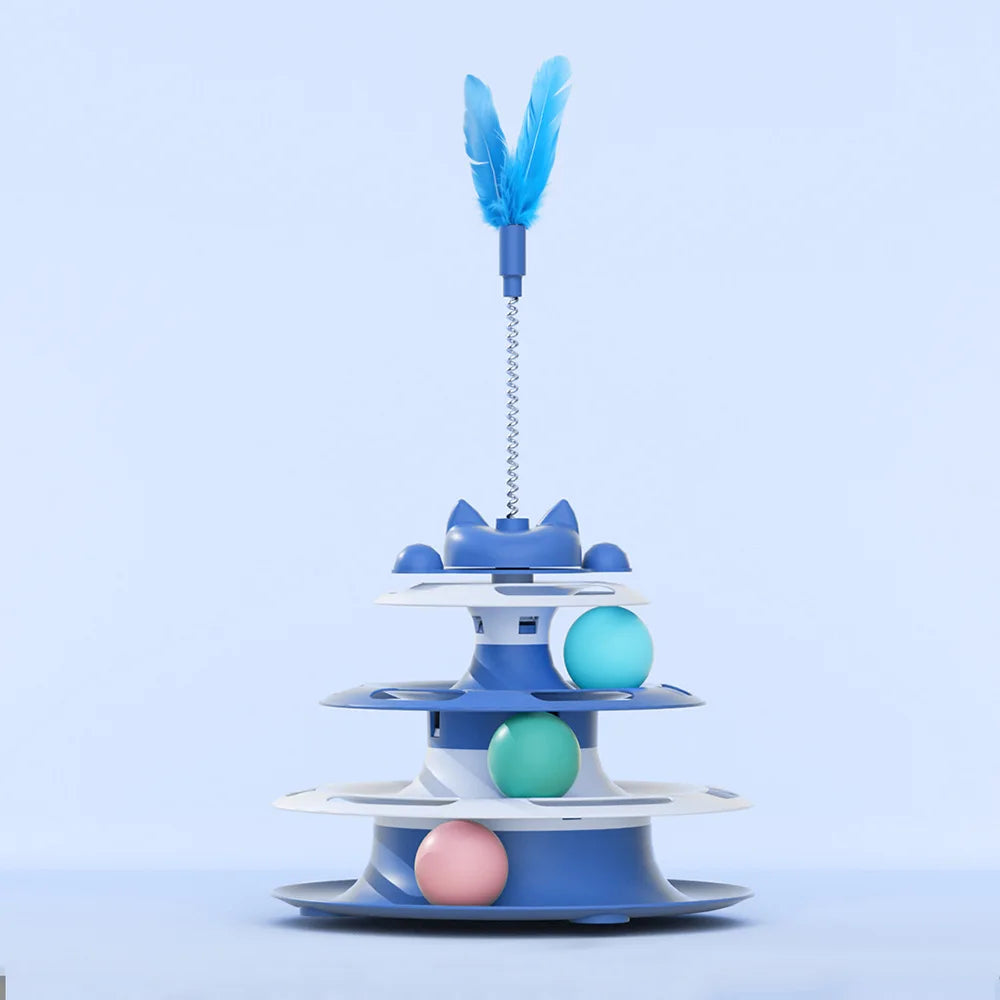 Cat Toys for Self-Entertainment: Interactive Turntable, Teaser Wand, Balls - Anti-Boredom for Kittens & Adult Cats,